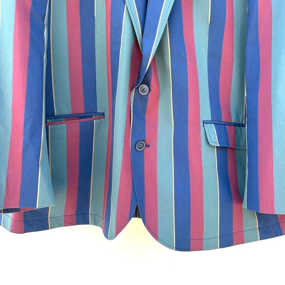 Samuel Windsor Boating Blazer Jacket Colorful Striped 48R Single Breasted - Picture 7 of 8